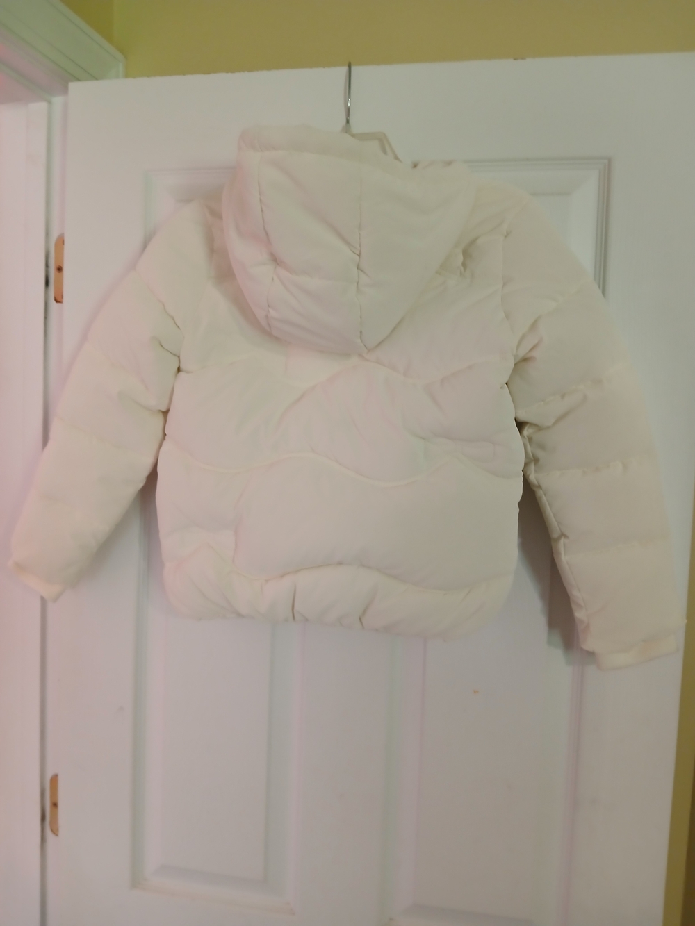 Kids Puffer Jacket in Cream with Hood - Picture 4 of 5